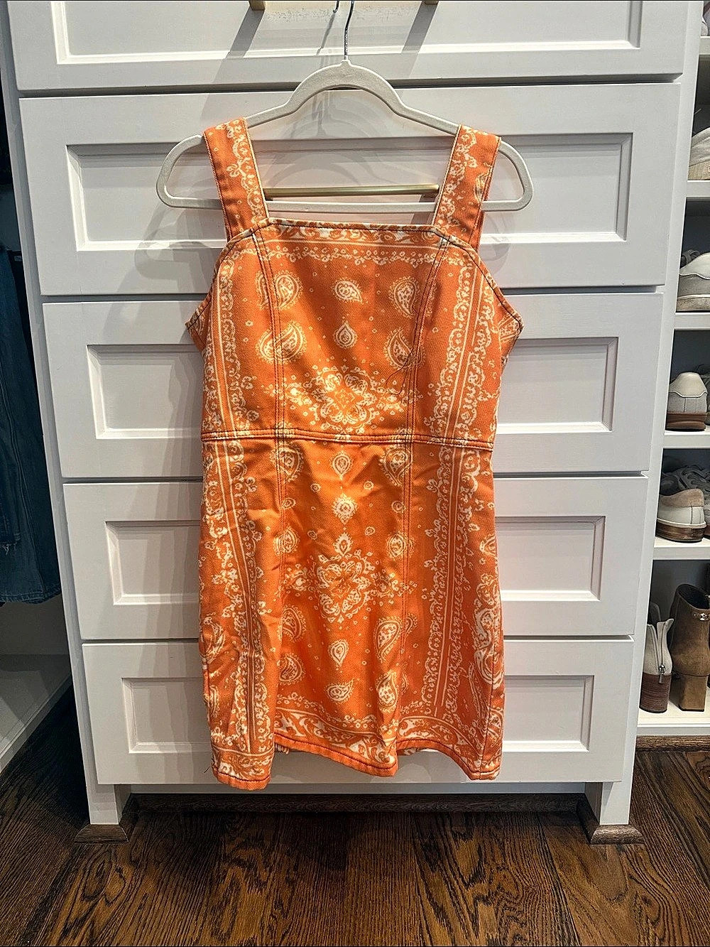 Roanbloom Burnt Orange Bandana Structured Mini Dress